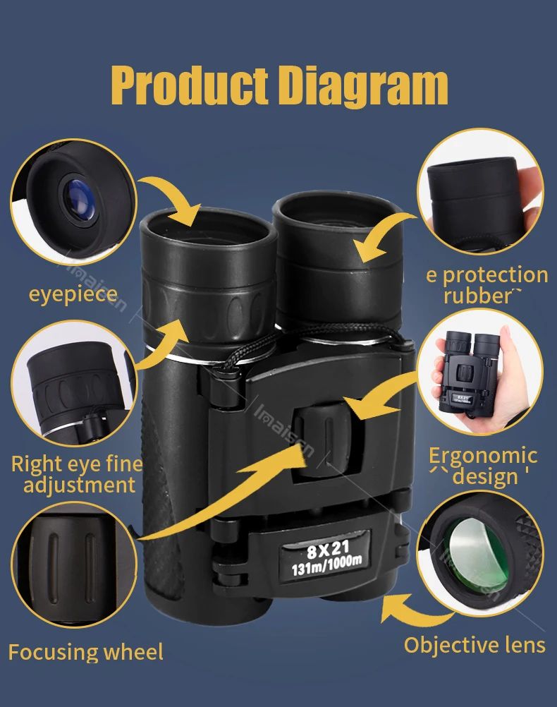 New Binoculars 8x21 100X21 40X22Mini Pocket BAK4 FMC product detail 4