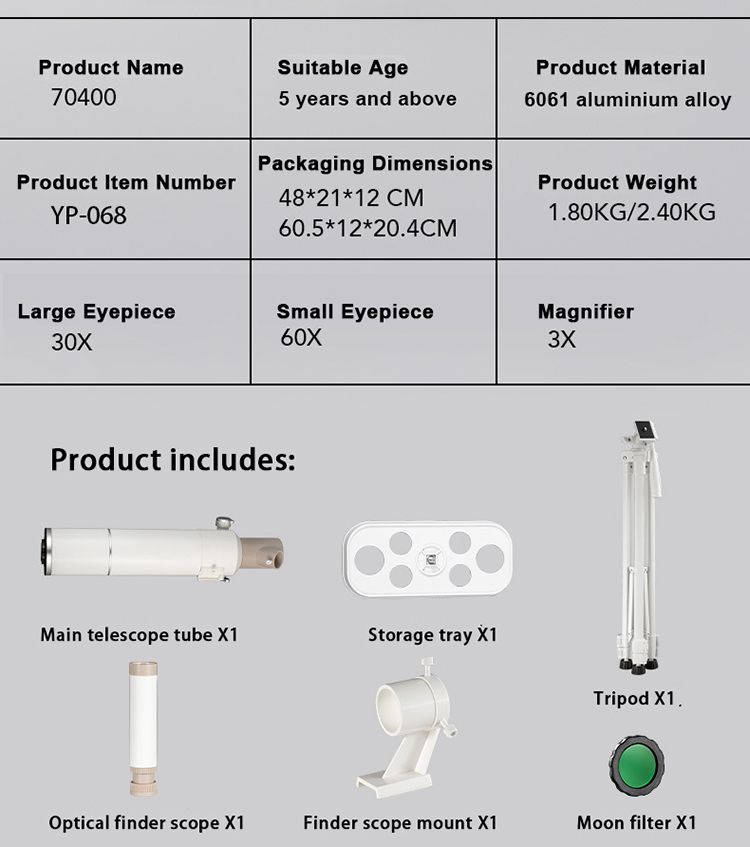 New Design 40070 Outdoor Telescope 70mm Aperture 400mm product detail 2