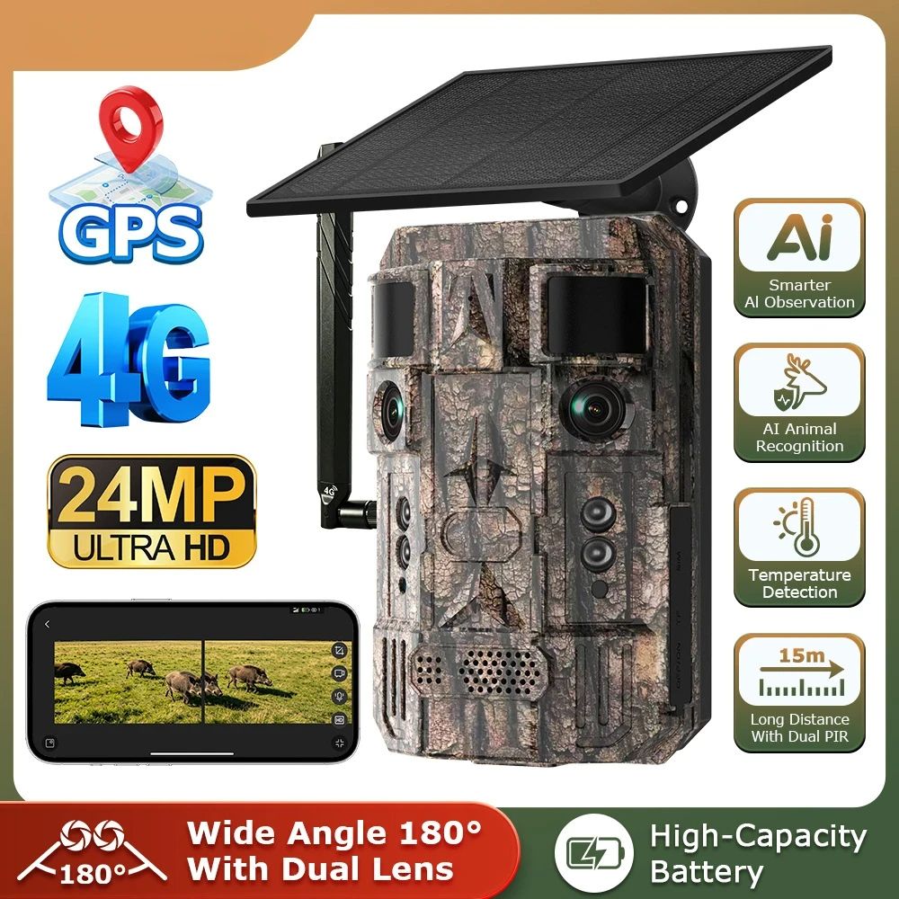 New Smart AI 4G Dual-Lens Solar-Powered GPS Hunting MinMax Outdoors product detail image 1