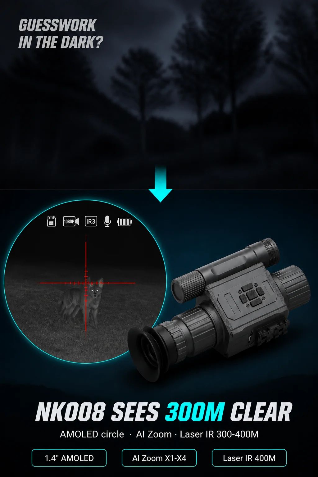 Night Vision Monocular Device 50mm Lens 200-400M Range product detail 1
