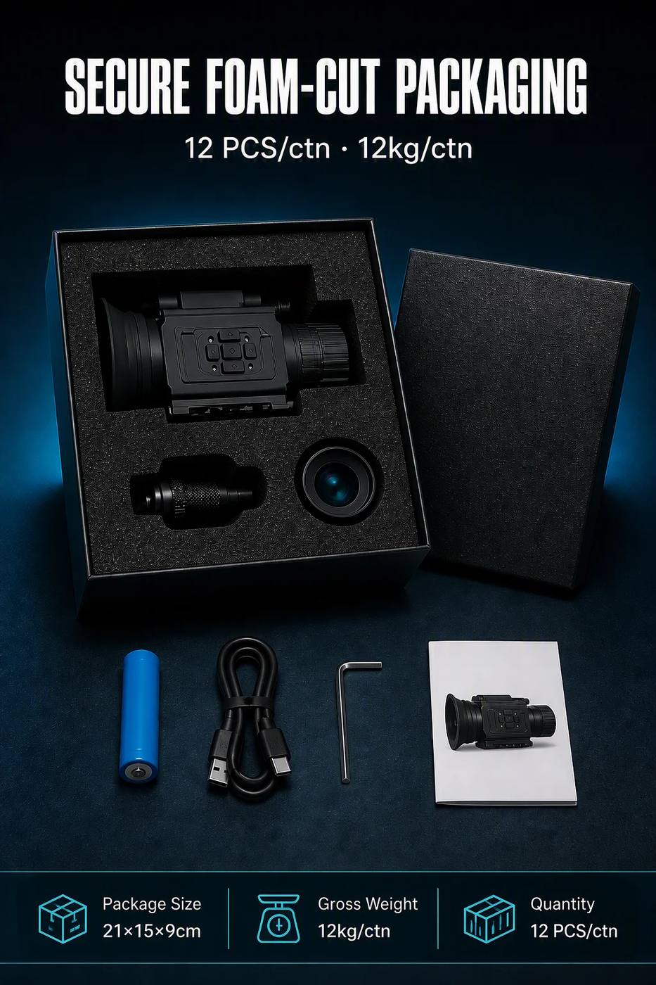 Night Vision Monocular Device 50mm Lens 200-400M Range product detail 7