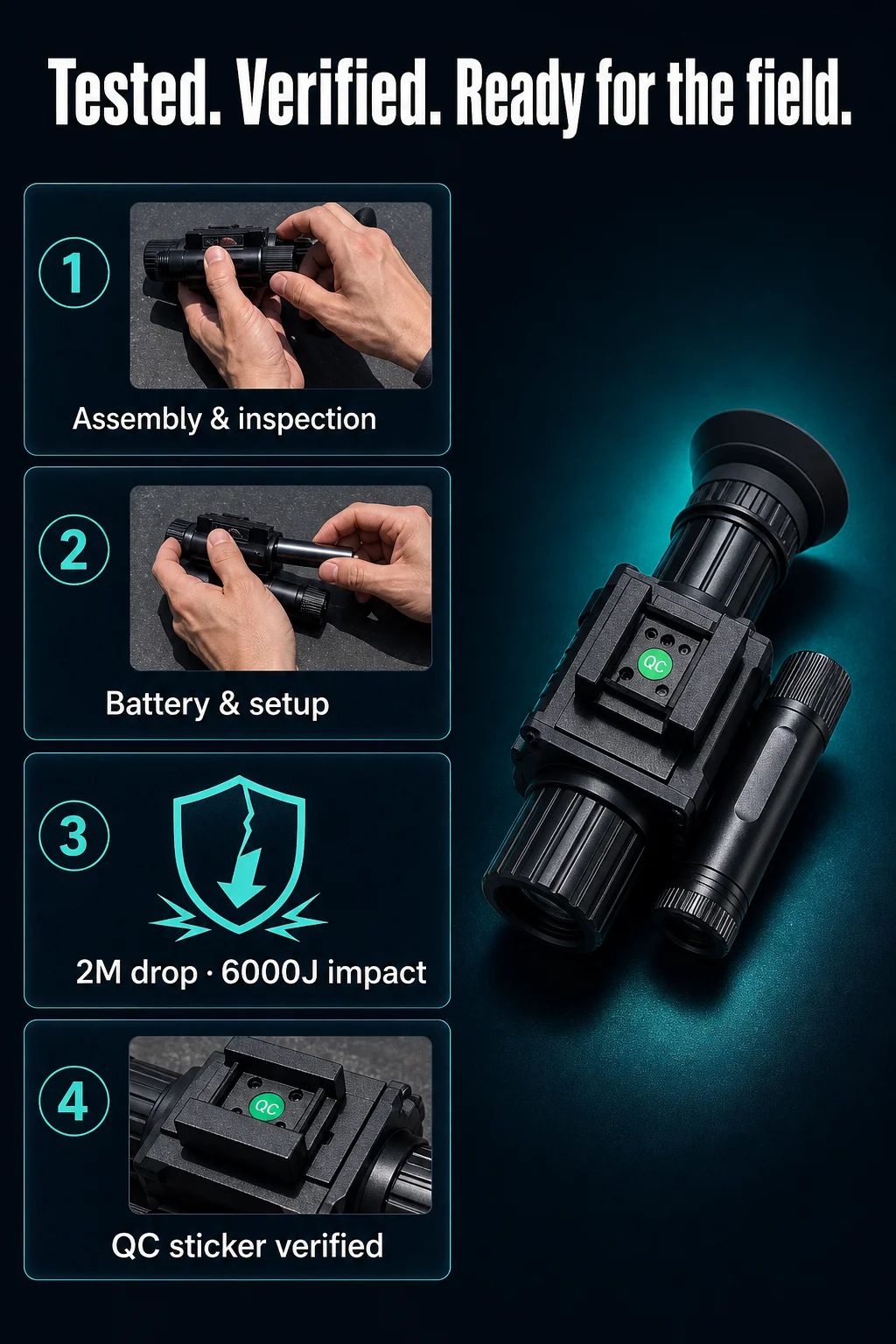 Night Vision Monocular Device 50mm Lens 200-400M Range product detail 8