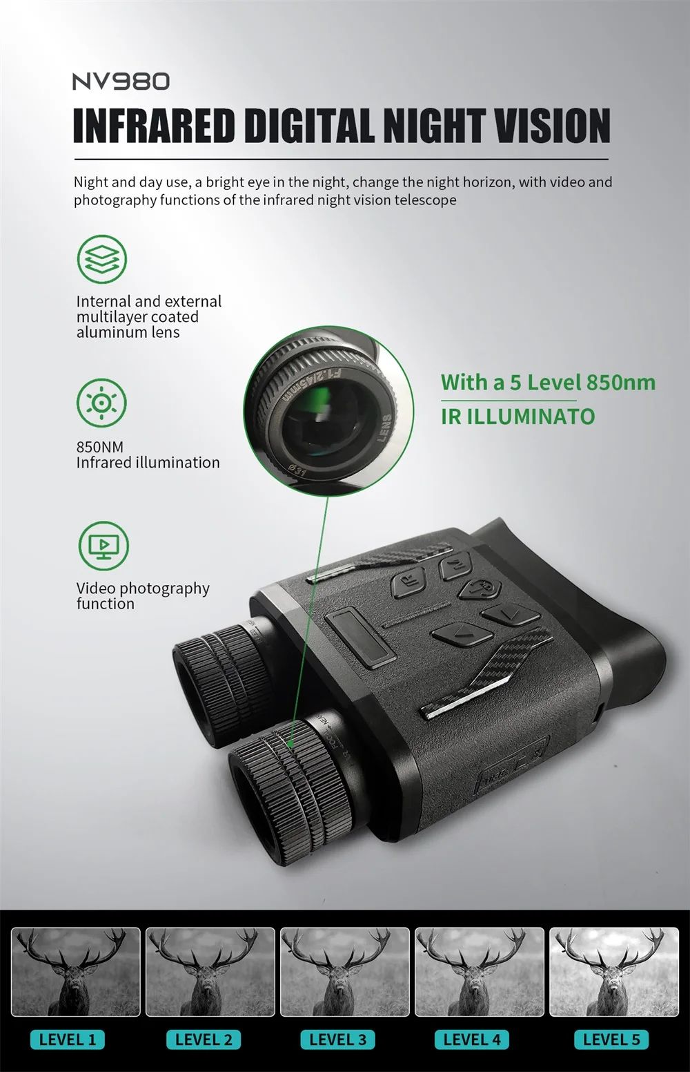 NV980 Professional Infrared Telescope Camera 1080P HD 8X product detail 1