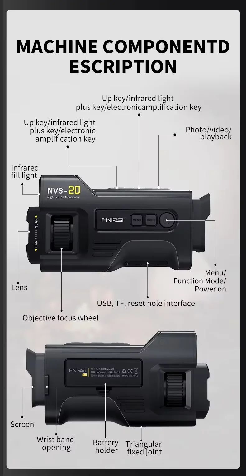 NVS-20 4K Monocular Night Vision Device 300m 850nm product detail 8