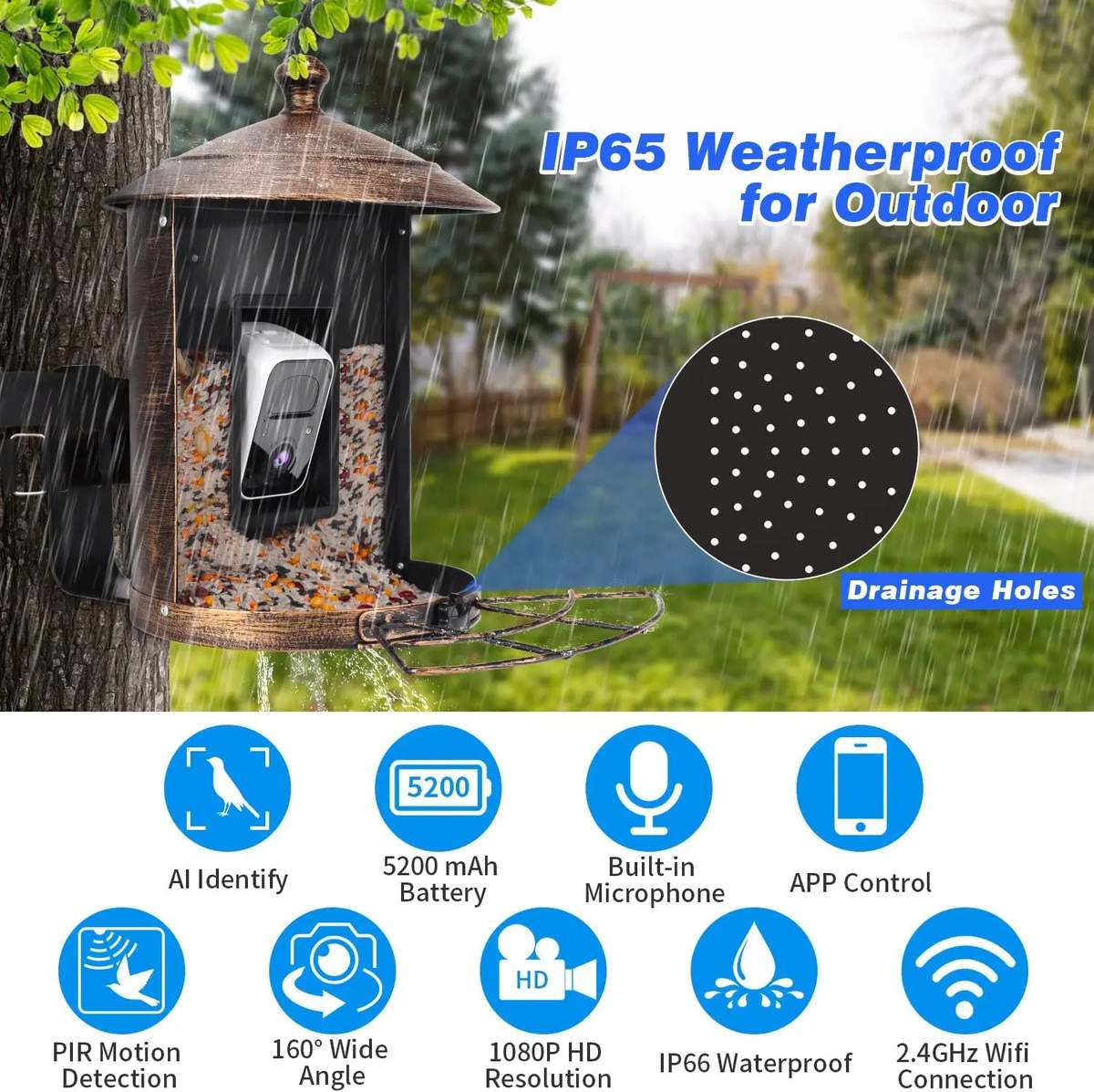 Outdoor Garden Smart Bird Feeder With Camera AI product detail 3
