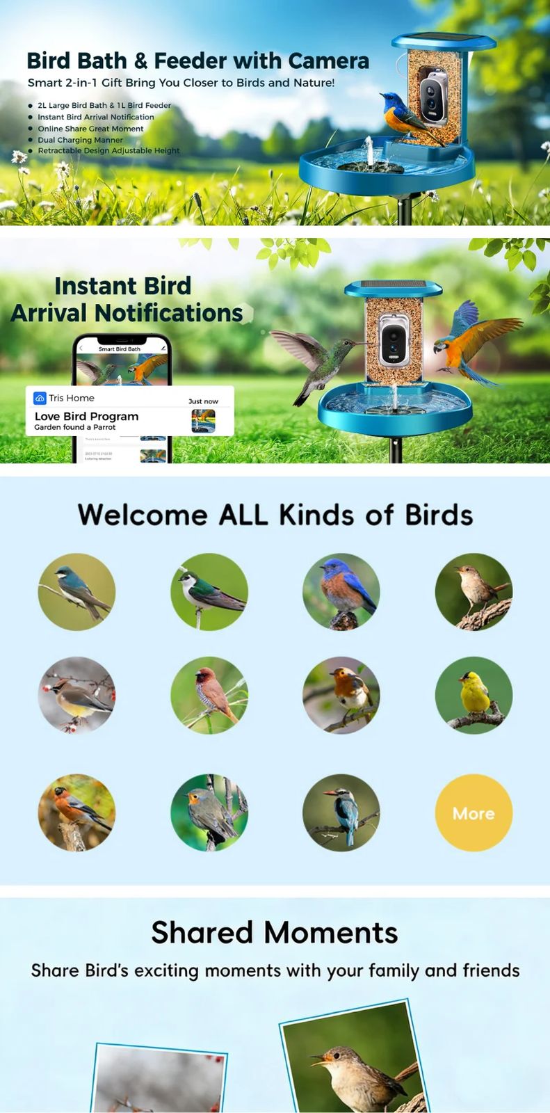 Outdoor Solar Bird Feeder Camera 5MP HD Video product detail 1