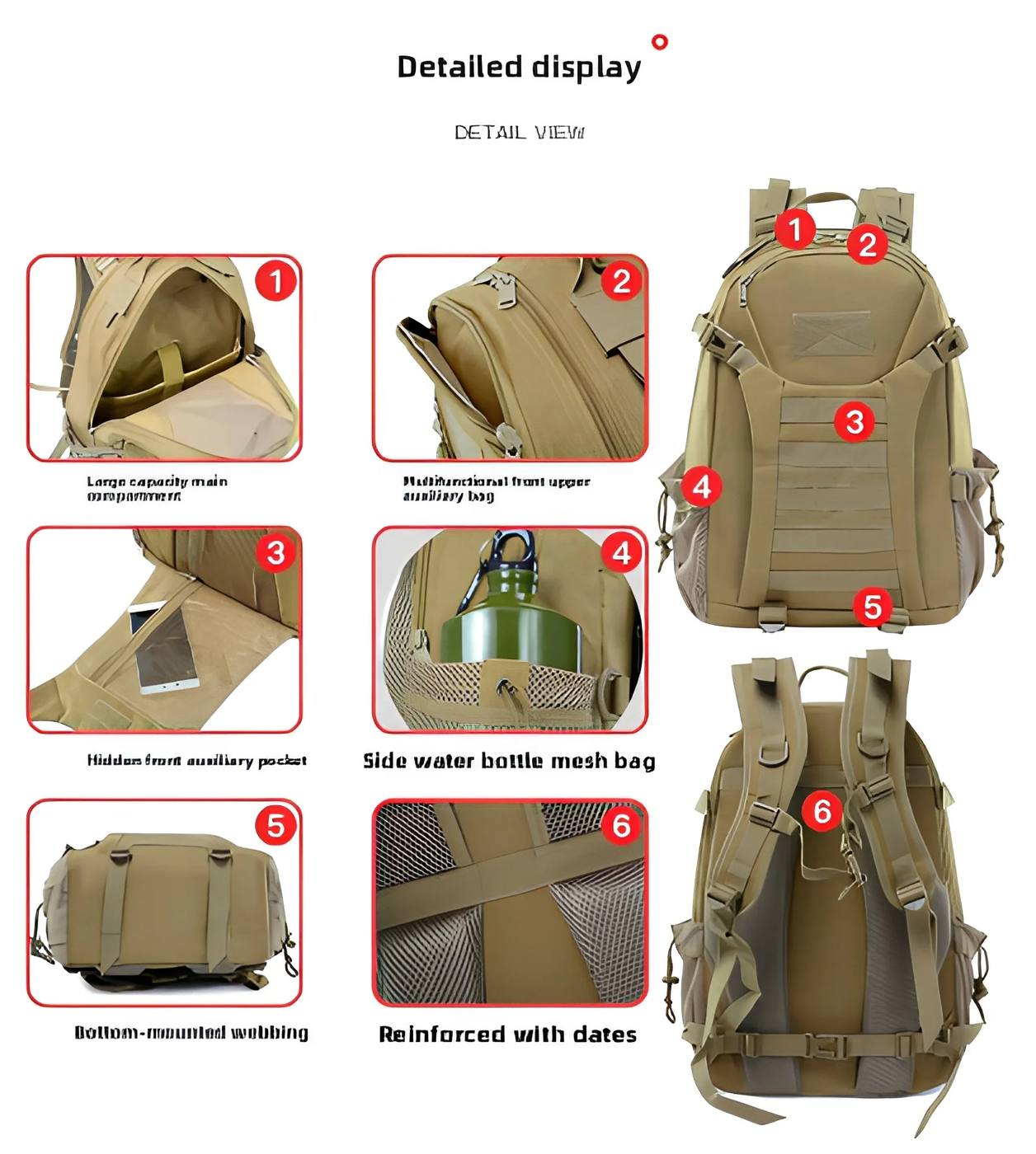 Outdoor Sports Lightweight Tactical Polyester Waterproof product detail 4