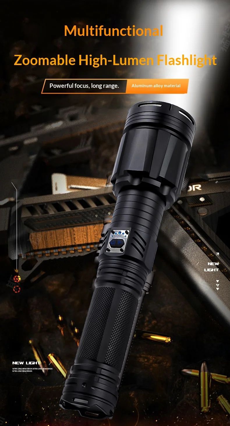 Powerful Tactical Flashlight 10000+ Lumens 9 Modes IP54 product detail 1