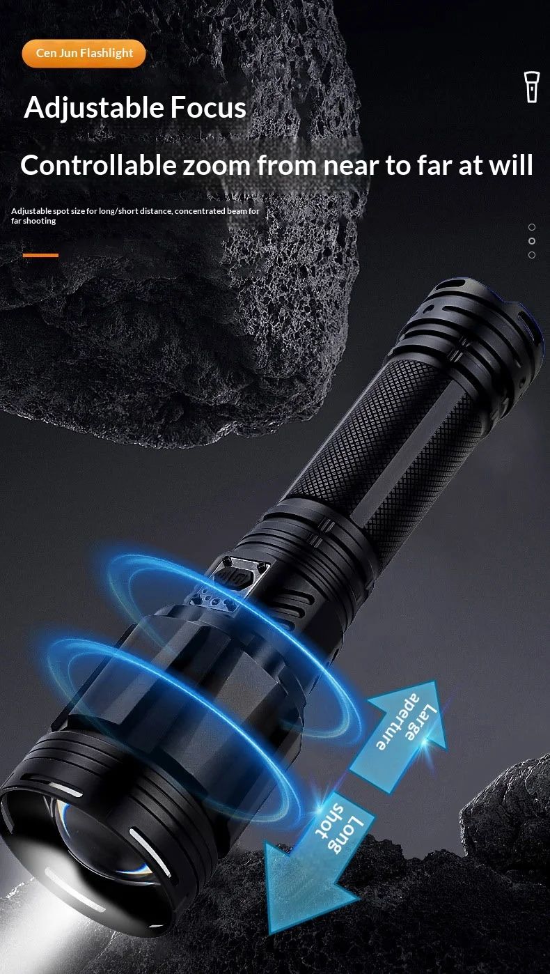 Powerful Tactical Flashlight 10000+ Lumens 9 Modes IP54 product detail 4