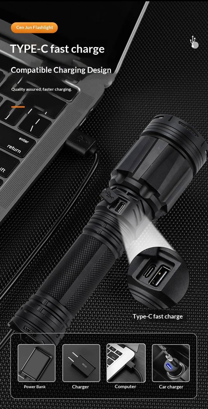 Powerful Tactical Flashlight 10000+ Lumens 9 Modes IP54 product detail 8