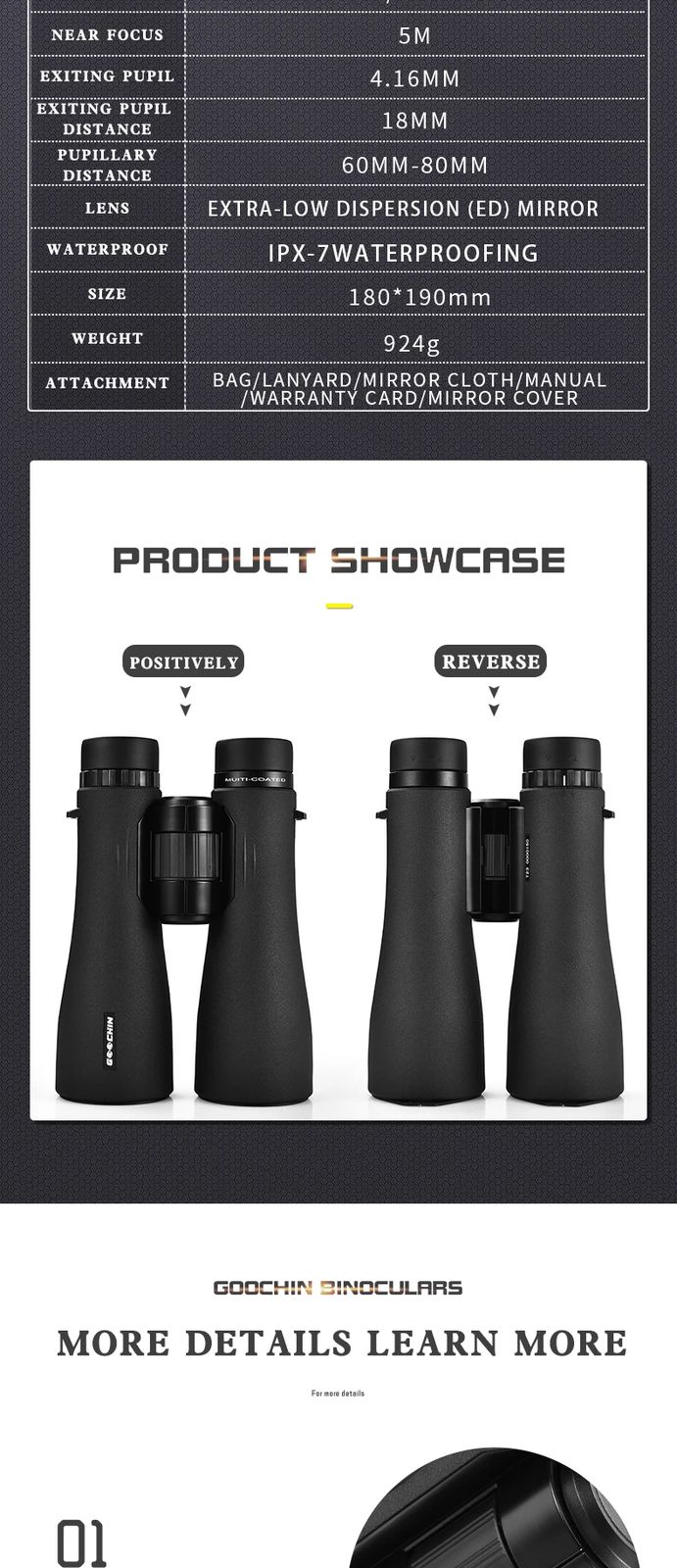 Profesionales Powerful 12x50 ED Binoculars Waterproof Image product detail 7