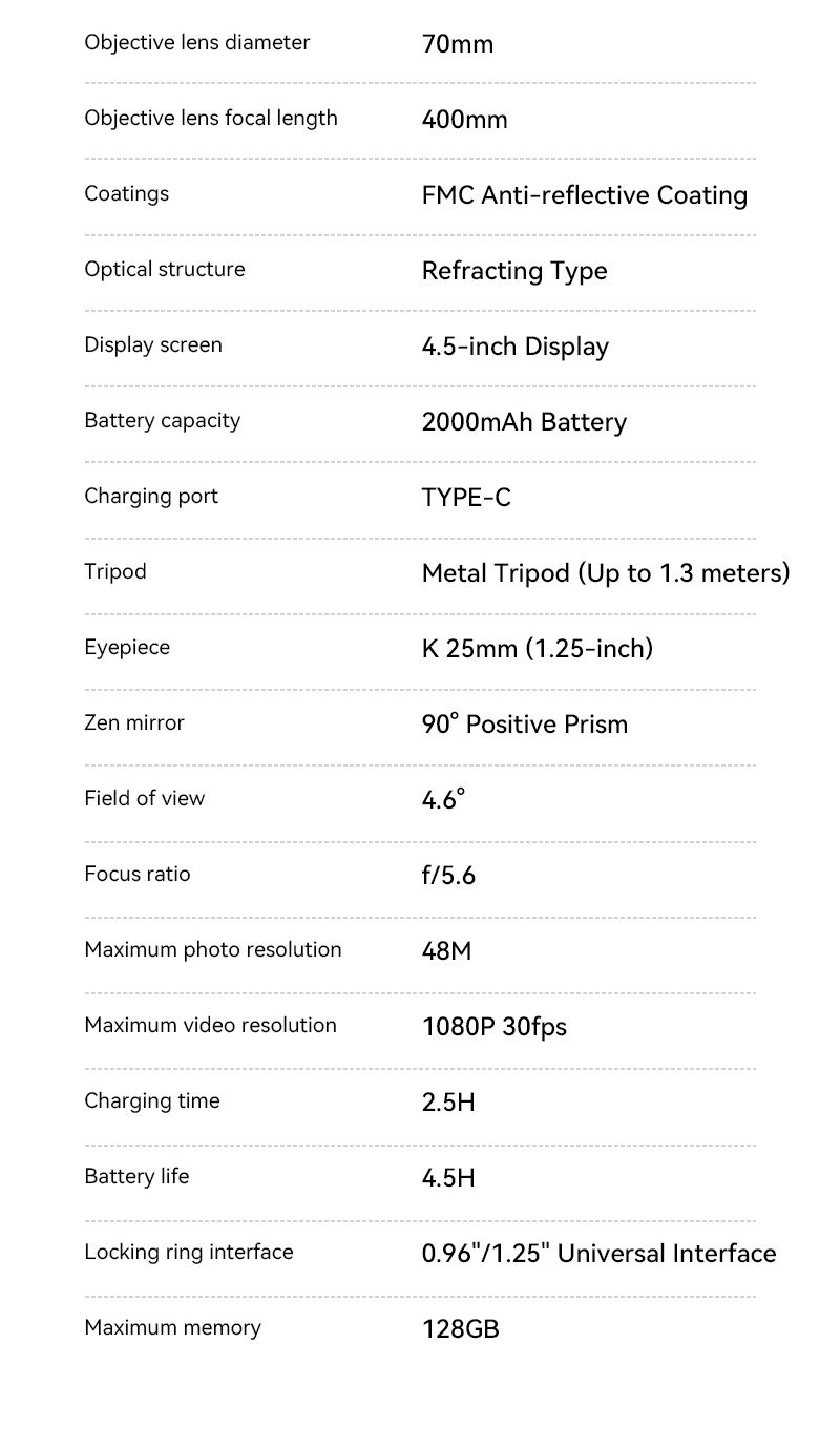 Professional 400mm Refracting Astronomical Telescope for product detail 2
