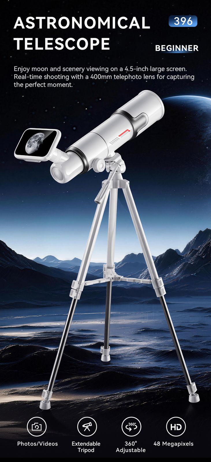 Professional 400mm Refracting Astronomical Telescope for product detail 3