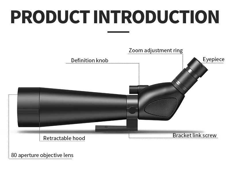 Professional 80mm HD Zoom Spotting Scope Monocular Telescope product detail 1