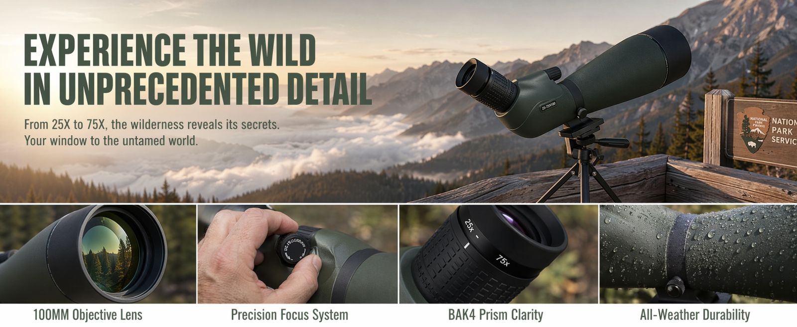 Professional Bird Watching Spotting Scope 25-75x product detail 5