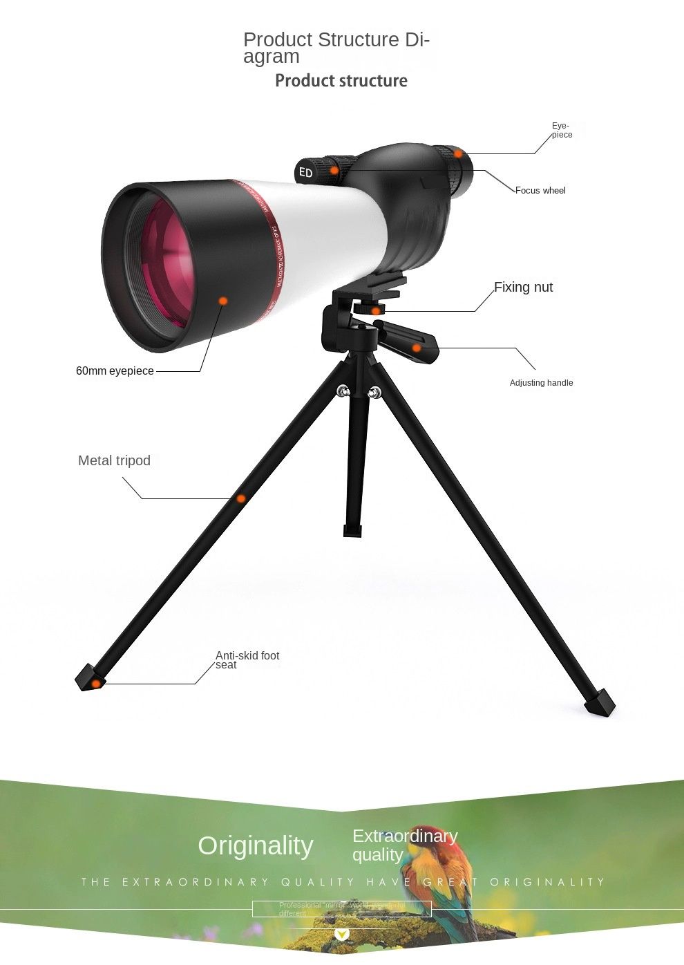 Professional High-Definition 25-75X60 Bird Monocular product detail 16