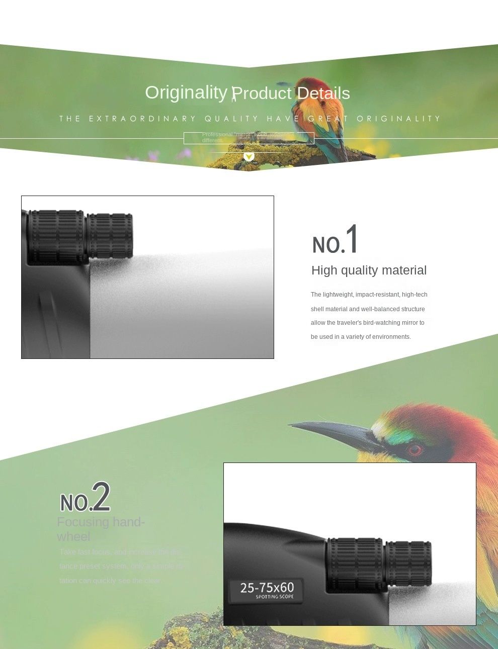 Professional High-Definition 25-75X60 Bird Monocular product detail 18
