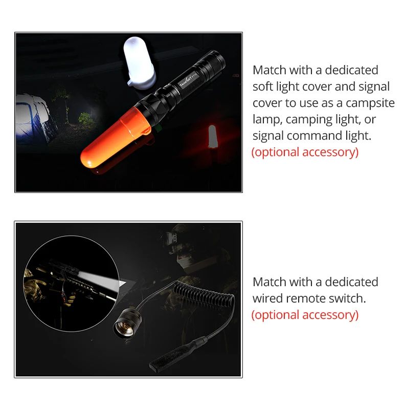PT10 Rechargeable LED Tactical Flashlight Long Range High product detail 11