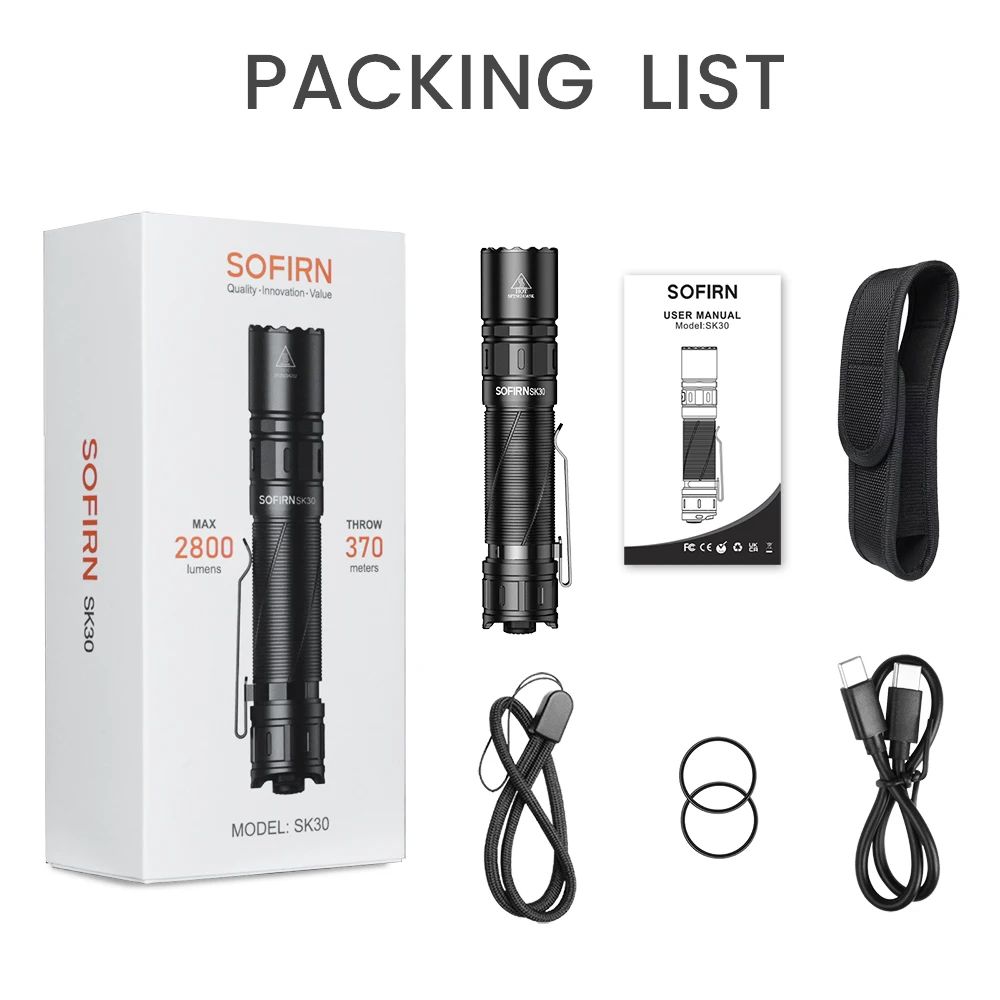 SK30 Tactical Rechargeable Flashlight with Dual Tail product detail 8