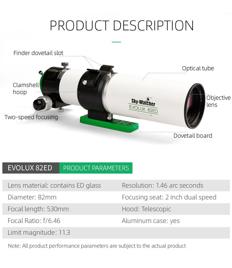 SkyWatcher Astronomical Telescope OTA 82mm ED Refractor product detail 5