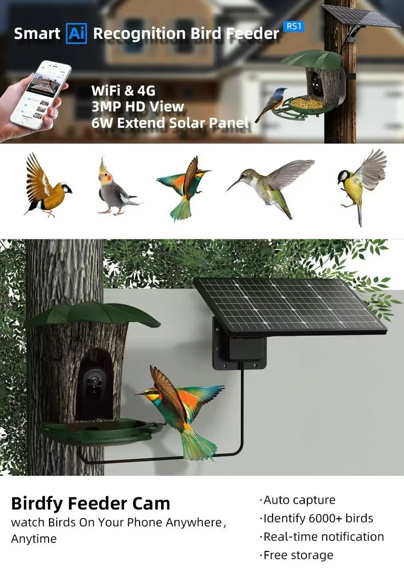 Smart Ai RS1Recognition Bird Feeder WiFi & 4G product detail 1
