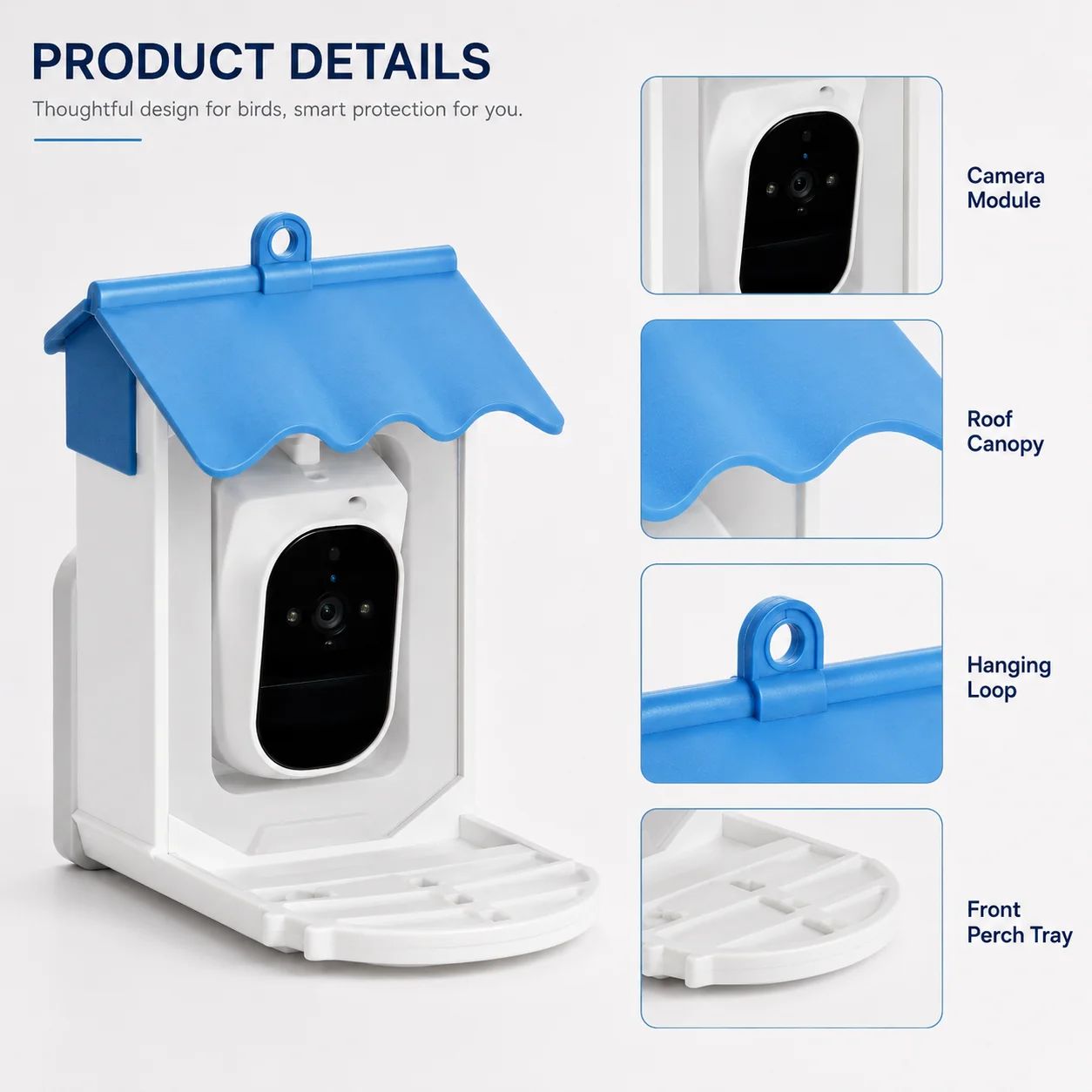 Smart Bird Feeder Camera AI Bird Recognition Solar product detail 3