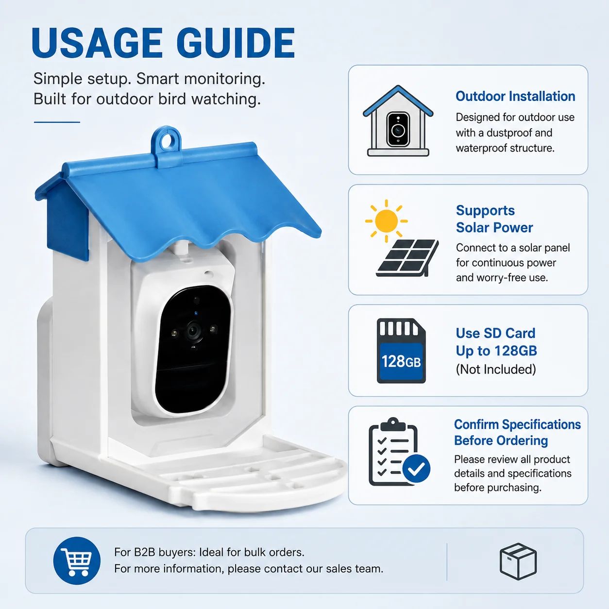Smart Bird Feeder Camera AI Bird Recognition Solar product detail 4