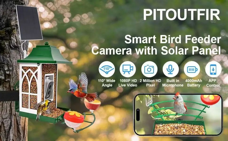 Smart Bird Feeder Camera with Solar Panel, 1080P product detail 1