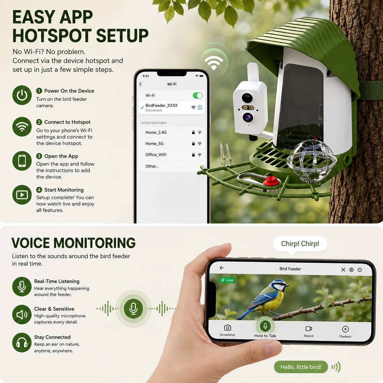 Smart Bird Feeder With HD Camera 5200mAh Battery product detail 5