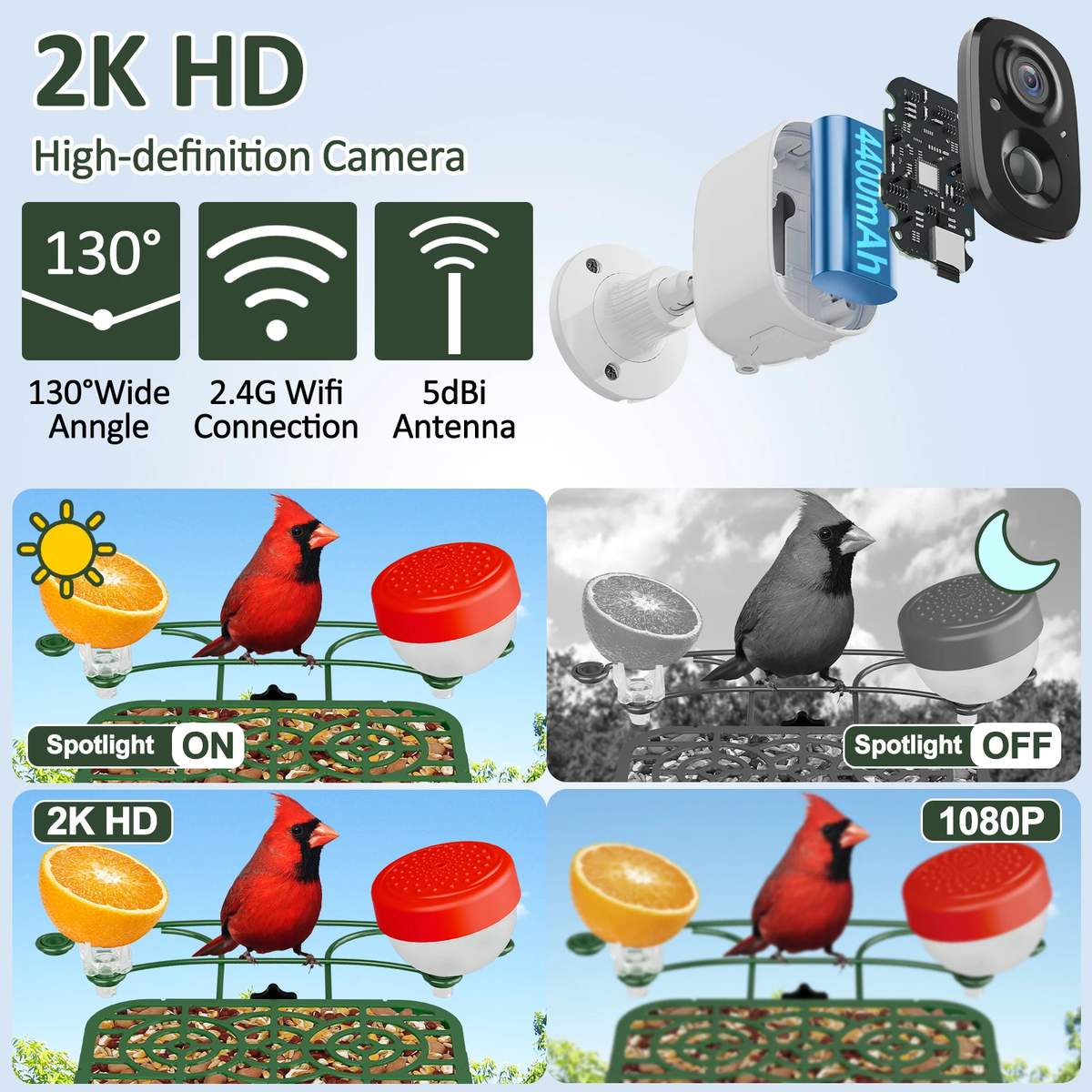 Smart Solar Powered Camera Bird Feeder 2K Live product detail 6