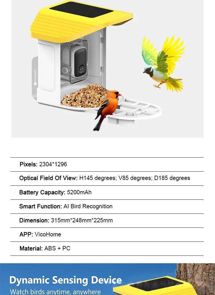 Solar AI Smart Bird Feeder with 3MP HD product detail 5
