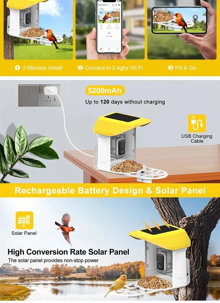 Solar AI Smart Bird Feeder with 3MP HD product detail 9