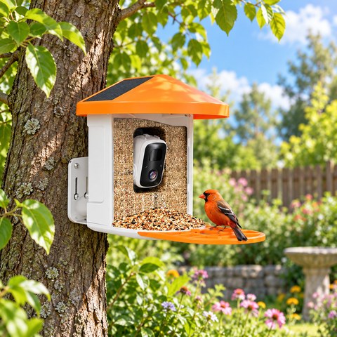 Solar Bird Feeder Cameras equipment in a relevant outdoor setting