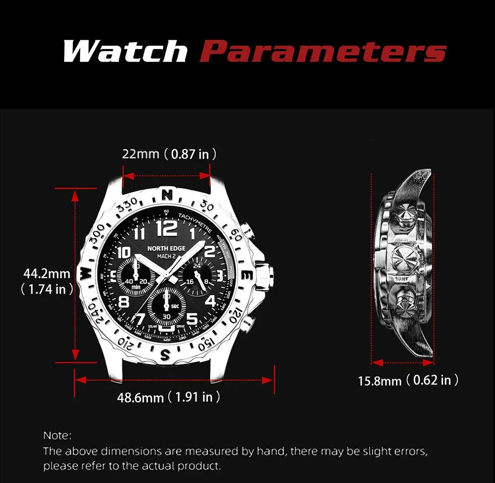 Solar Chronograph Watch Compass Bezel Tachymeter Fabric Band product detail 4