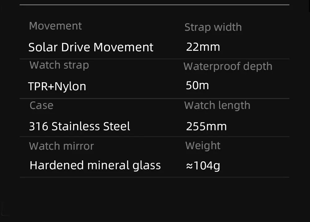 Solar Chronograph Watch Compass Bezel Tachymeter Fabric Band product detail 5