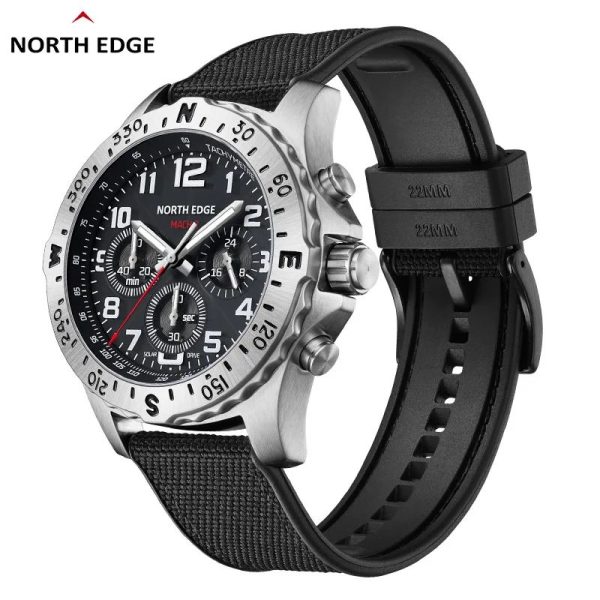 Solar Chronograph Watch Compass Bezel Tachymeter Fabric Band main