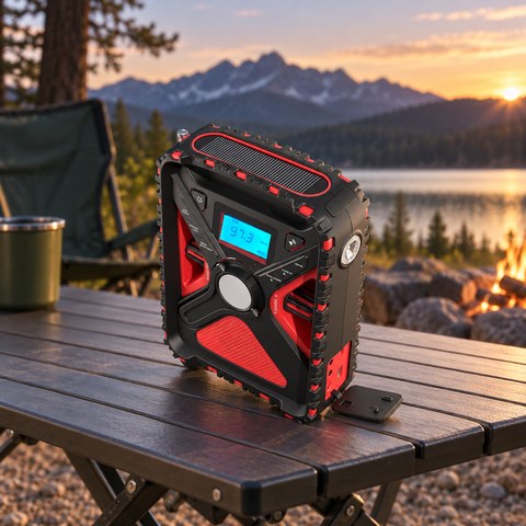 Solar Emergency Radio equipment in a relevant outdoor setting