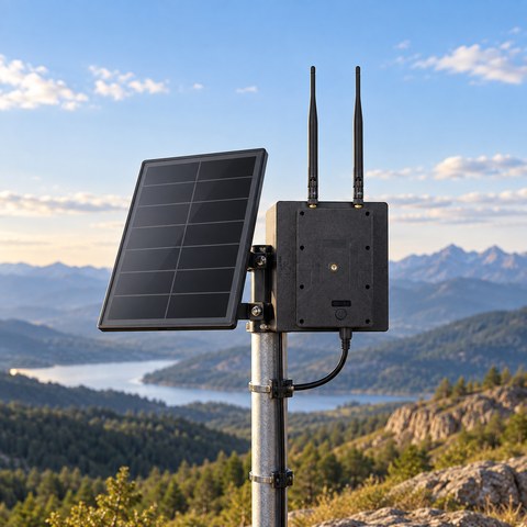Solar Lora Repeater equipment in a relevant outdoor setting