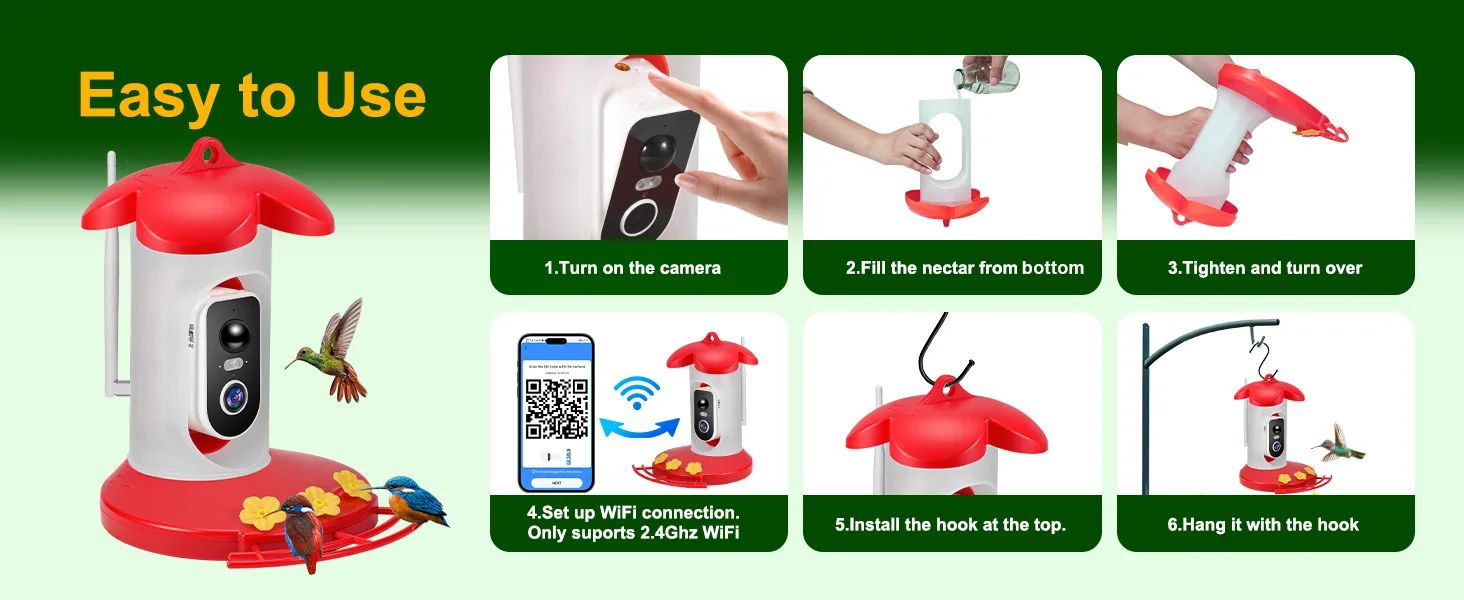 Solar Powered AI Hummingbird Feeder Camera 2K Live product detail 4