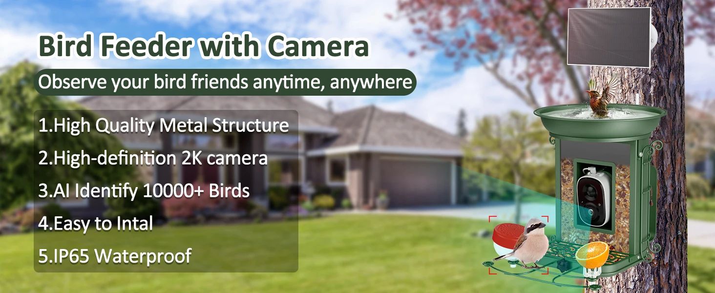 Solar Powered Smart Bird Feeder AI Camera Self-selecting product detail 7