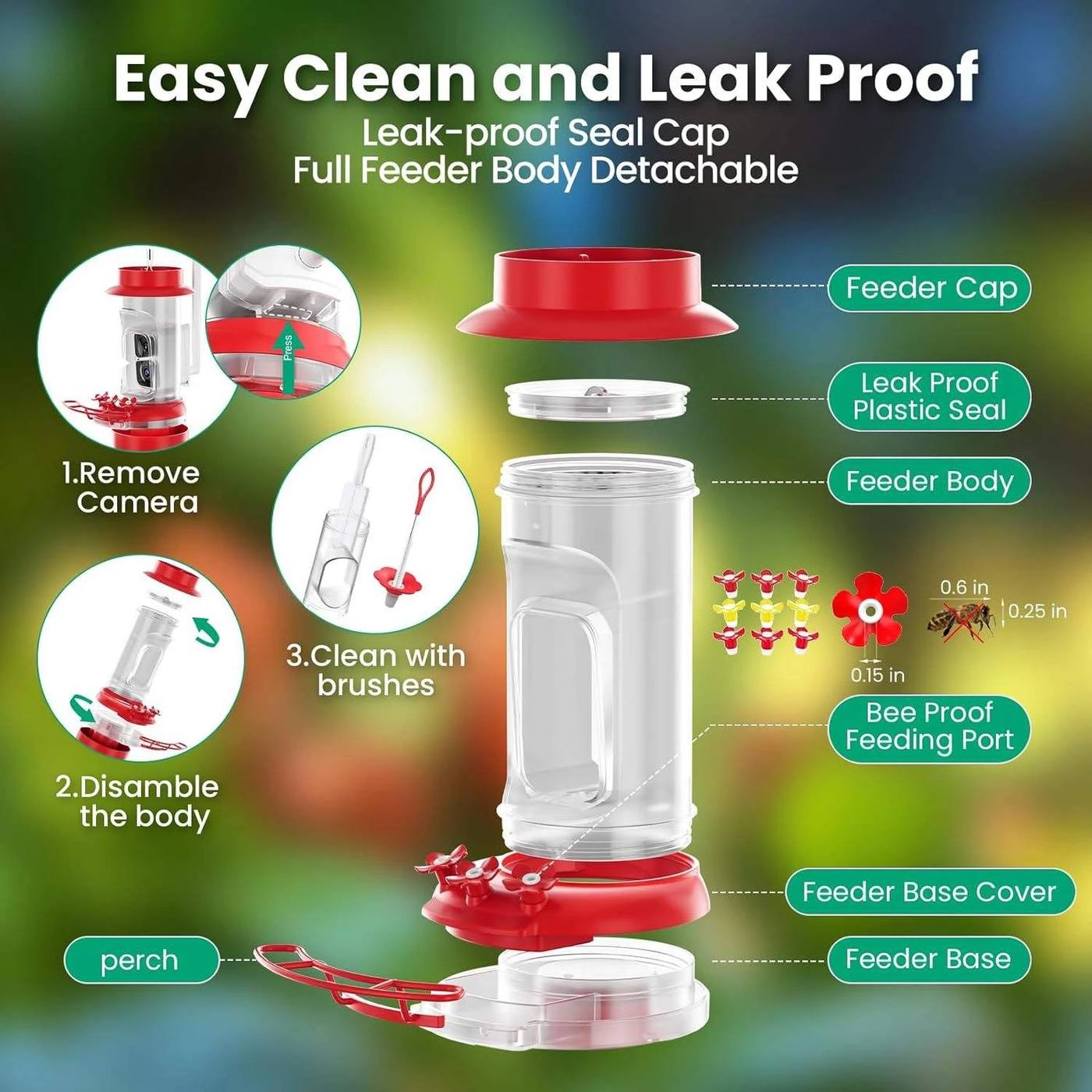 Solar Powered Smart Bird Feeder with Camera 2K product detail 4