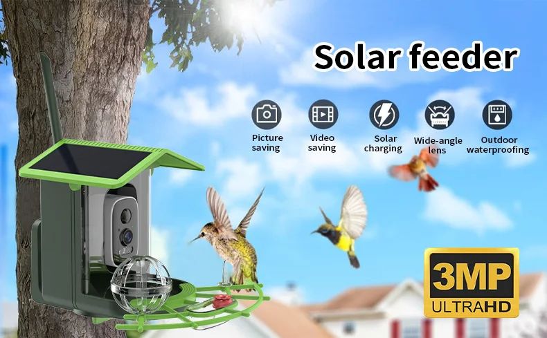 Solar Powered Waterproof Bird Feeder Camera Night Vision product detail 1