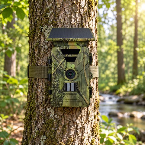 Solar Trail Cameras equipment in a relevant outdoor setting