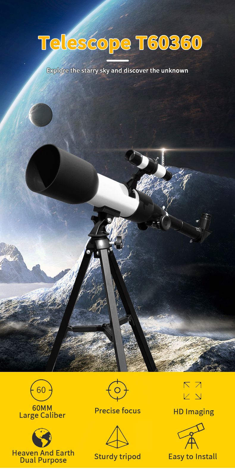 T60360 Refractor Astronomical Telescope for Kids Hot Sale product detail 1
