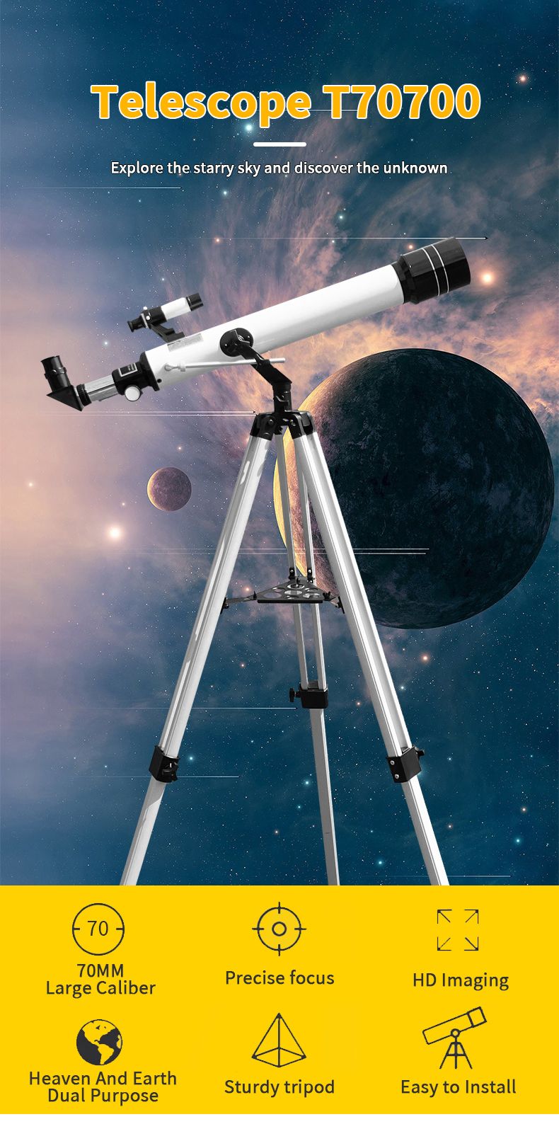 T70700 Refractor Astronomical Telescope for Star Watching product detail 1