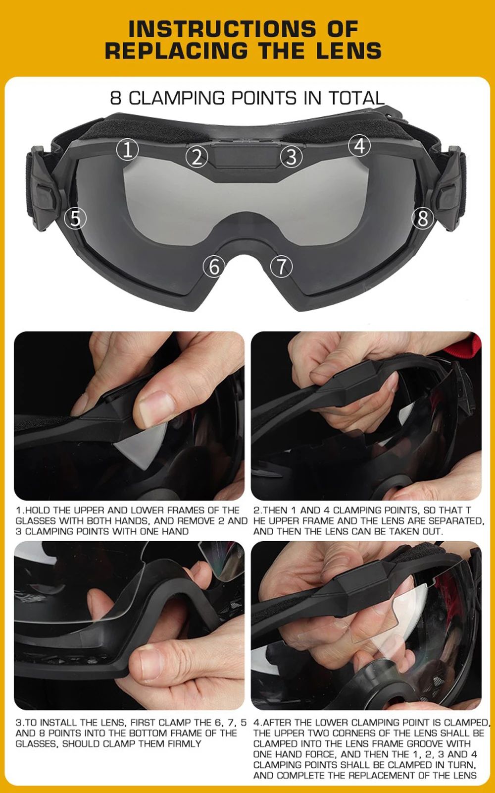 Tactical Anti-fog Goggles Ski Airsoft CS Protective Glasses product detail 12