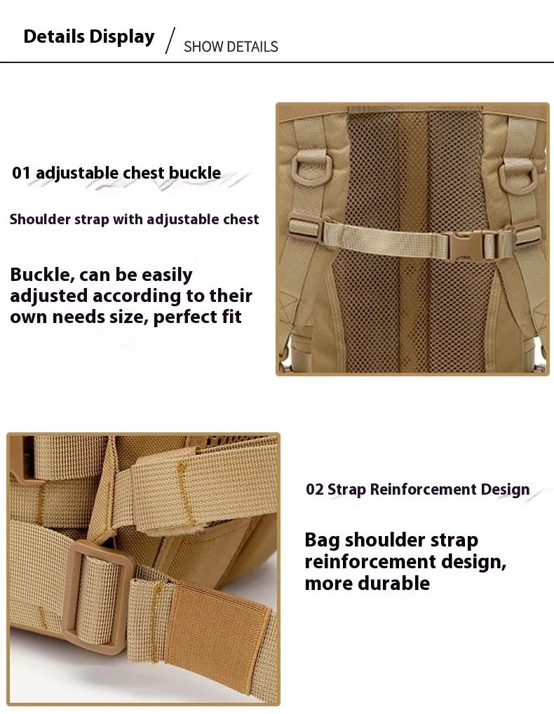Tactical Backpack 1000D Wear-Resistant Tear-Resistant product detail 8