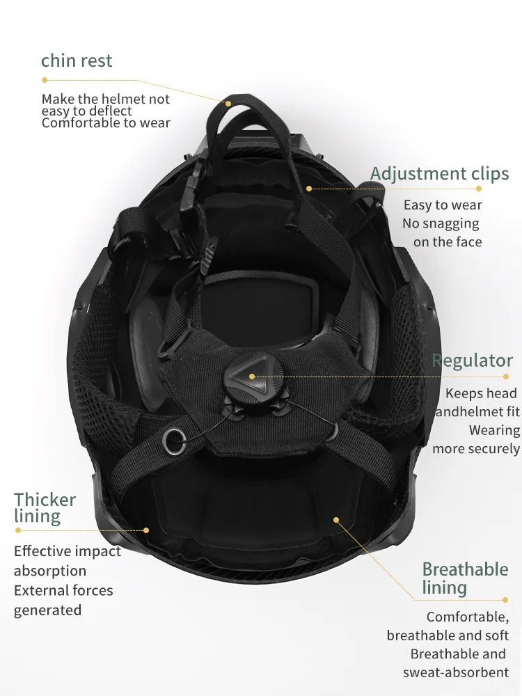 Tactical Carbon Fibre Helmet-Black 4mm Thick product detail 5