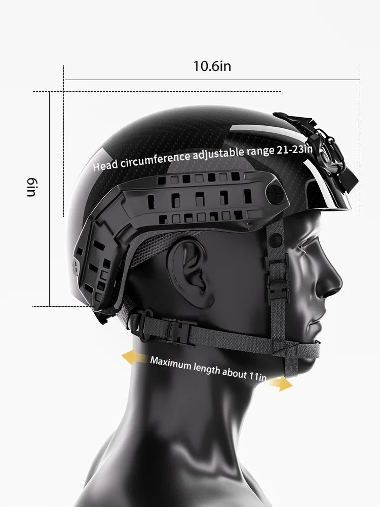 Tactical Carbon Fibre Helmet-Black 4mm Thick product detail 9