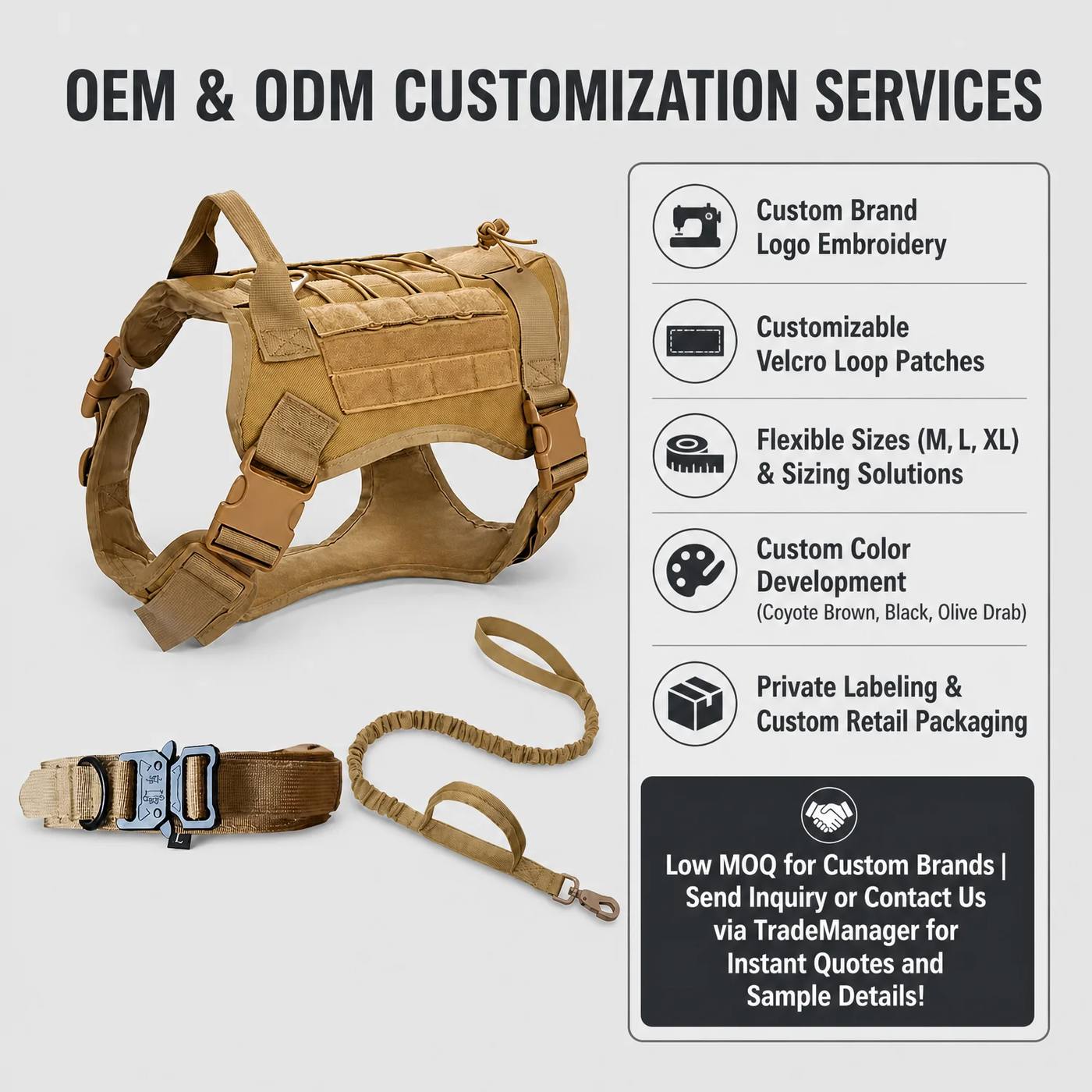 Tactical Dog Harness Set 3 Piece Tan MOLLE product detail 4